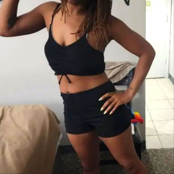 Ribbed drawstring two-piece Swimsuit sz Large - Picture 9 of 11